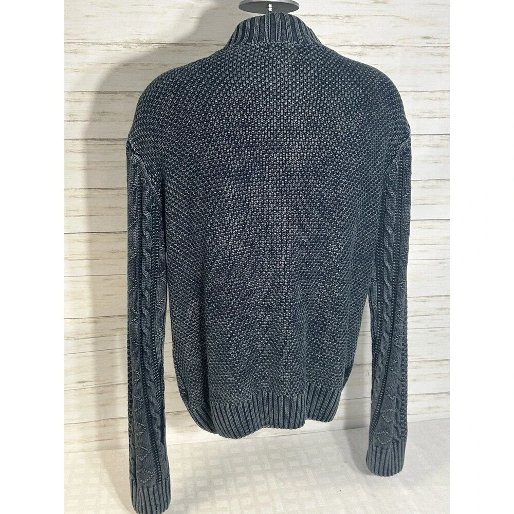 Carbon 2 Cobalt Sweater Sz. XL Men Faded Denim Blue Cable Knit Full Zip Cardigan